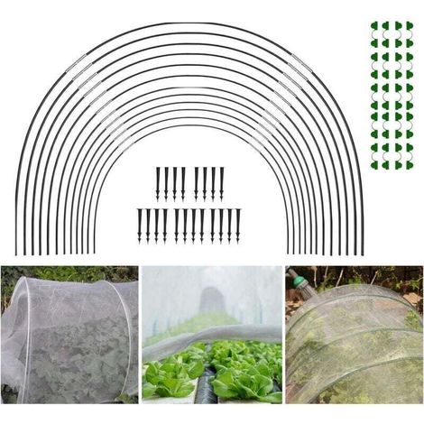 Serre Jardin - 30 PCS Kit Maison Cerceau Jardin, Arceaux pour Serre Tunnel, Kit Serre Cadre Tunnel Filet Jardin pour L\'extérieur