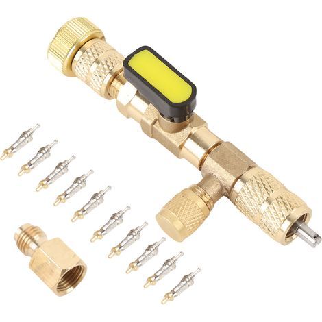 Werkzeugsatz zum Ausbau und Einbau von Ventileinsätzen mit 10-Zoll-Einsatzadaptern und Stange für die Kältemittel R22, R12, R407, R410, R404 und R32