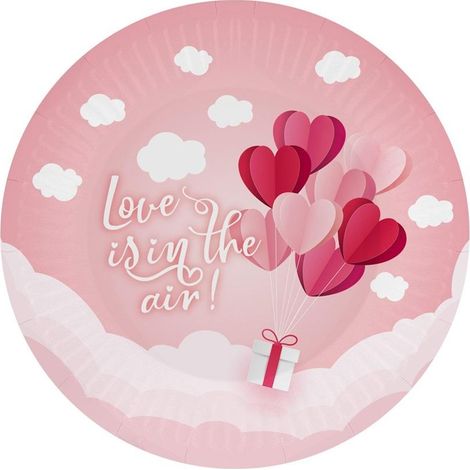 Pappteller „Love“, 18 cm, 6 Stück