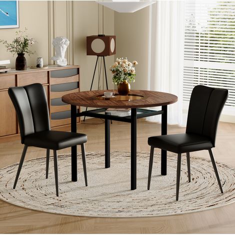 Set tavolo pranzo rotondo con 2 sedie 100 cm OKMYHOME (1/5)