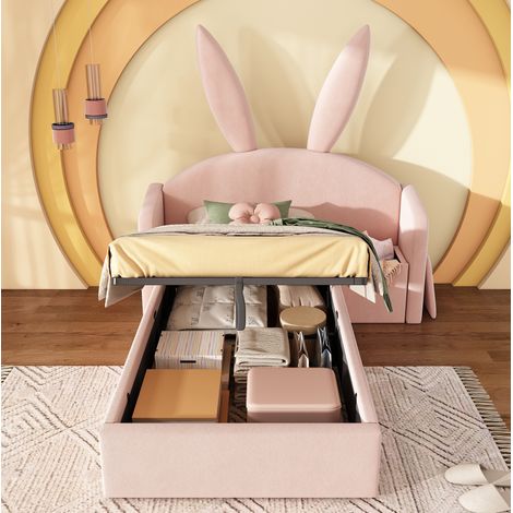 letto contenitore 90x190 con comodino rosa OKMYHOME (1/5)