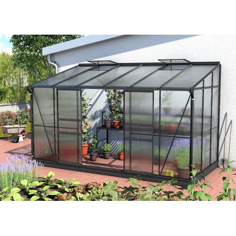 Vitavia Anlehn-Gewächshaus "Ida 7800", schwarz, 7,8 m², 6 mm HKP
