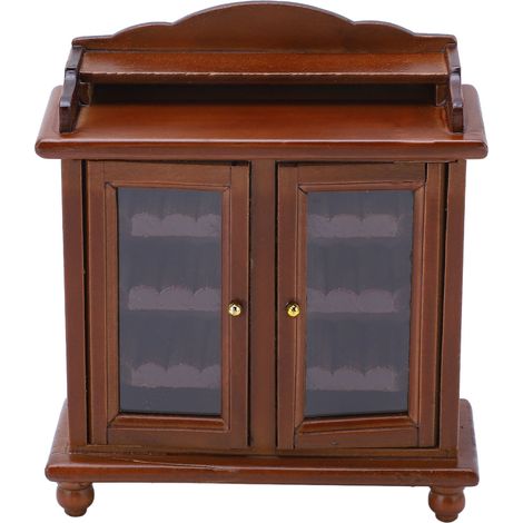 Armoire Miniature en Bois de Noyer pour Maison de Poupée 1/12, Meuble Classique Élégant à Assembler (1/5)
