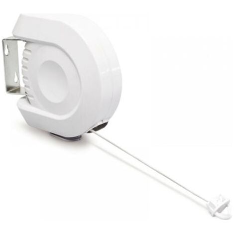 Étendoir à linge télescopique, 12 m, pour intérieur/extérieur, séchoir à linge, corde à linge, plastique, blanc (1/5)