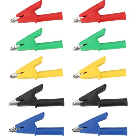 Packung mit 10 P2002 20A Sicherheits-Krokodilklemmen, 5 Farben, 4 mm, für 380 V Multimeter