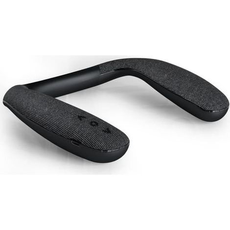 Enceinte tour de cou sans fil V-908, Bluetooth 5.3 portable, noire, microphone intégré, 12 h d'autonomie, port USB-C et lecteur de carte TF, son stéréo 3D, format compact 227 g. (1/5)