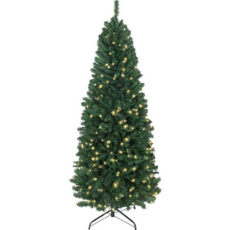 Albero di Natale artificiale da 180 cm, albero di Natale, luci LED colorate sincronizzate e telecomando, 899 punte, verde
