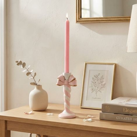 Resin Candy Cane Bow Candle Holder (1/2)