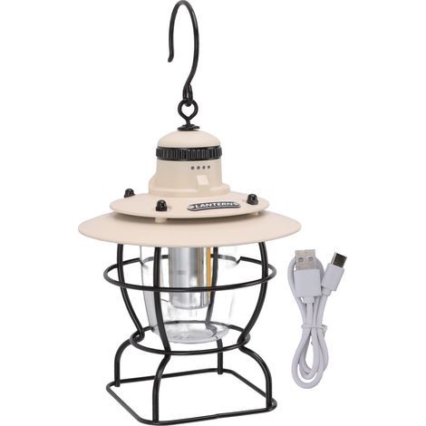 Lampe de Camping Lampe de Tente à LED de Style Rétro avec Batterie Rechargeable pour Le Camping, la Randonnée, Les Voyages(Blanc Laiteux) (1/5)
