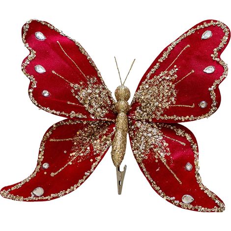 Ornement Papillon - Décoration Arbre De Noël En Tissu Souple - Accroche Murale Plafond Ou Guirlande - Lot De 1 Pièce (1/5)