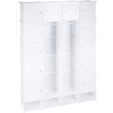 Armario armario con estantes cúbicos 18 compartimentos de plástico zapatos modulares blanco 130001073 (1/4)