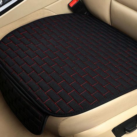 Coussin pour Siège Avant Voiture avec Fond Antidérapant, 51 x 50 cm (Noir) Siège Auto Coussins de Siège Avant Doux Confort, Coussins de Siège Avant en Lin pour Sièges Avant, pour Voiture, Camion (1/5)