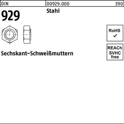 Tuerca hexagonal  soldable DIN  929 M8  acero 1000  unidades (1/2)
