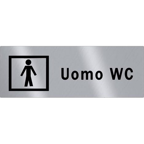 Targhetta da Bagno Toilette Uomo WC Targa Adesiva Alluminio segnaletica Servizi igienici Ristorante Bar Ufficio