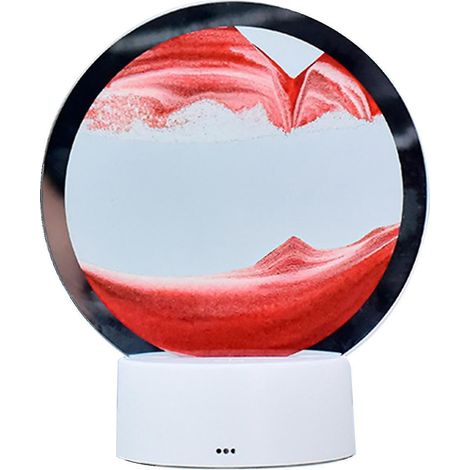 Lampe de table effet sable mouvant, veilleuse effet sable fluide pour étagère, décoration intérieure - Rouge (1/4)