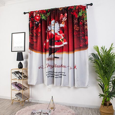 Rideau de fenêtre rouge « Joyeux Noël » pour la maison ou la salle de bain, 140 x 130 cm. Décoration de fête. (1/5)