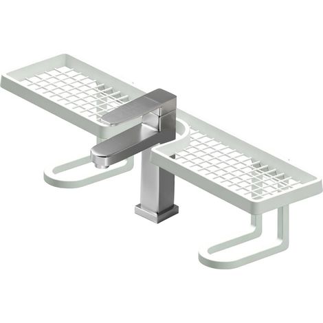 Étagère au-dessus du robinet salle de bain 50 cm sans perçage drainage Étagère au-dessus du lavabo pour salle de bain Pour Salle De Bain, Hôtel, Dortoir, Restaurant, Brosses À Dents,