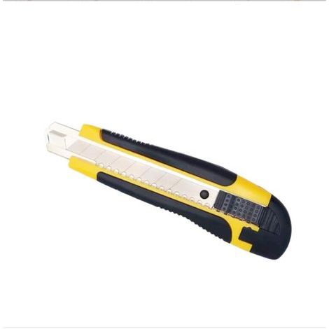 Cutter à lame segmentée (lame tranchante de 18 mm revêtement ergonomique soft grip blocage de la lame, rechargement automatique rangement de la lame) (1/5)