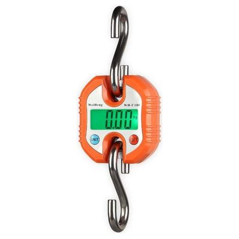 Pèse-bagages numérique - 3 unités de mesure - Valeur en deux parties (0-100 kg/50 g, 100-150 kg/100 g, orange) (1/5)