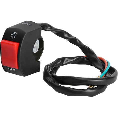 Interrupteur de phare LED de 7/8 pouce monté sur le guidon d'une moto avec bouton rouge (1/5)