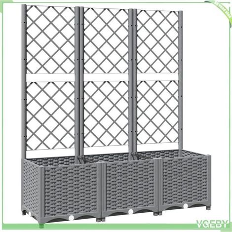 Jardinière avec treillis - FAFEICY - 153274 - Treillis intégré - Gris clair - 120 x 40 x 136 cm (1/5)
