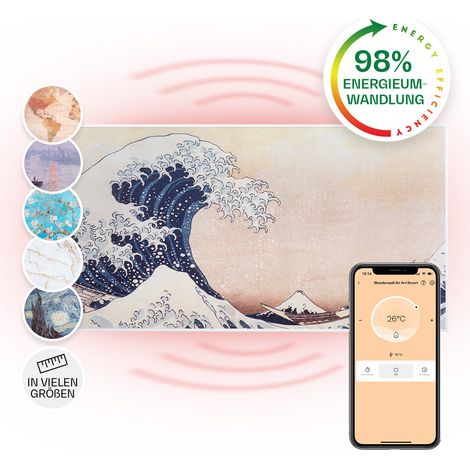 Wonderwall Air Art Smart Infrarotheizung 120x60cm 700W Wandinstallation App-Steuerung Wellen (1/5)