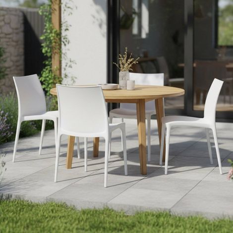 Gartenstuhl Grover, 4 Stühle, stapelbar Made in Italy, Tragfähigkeit 120 kg, Weiß (1/4)