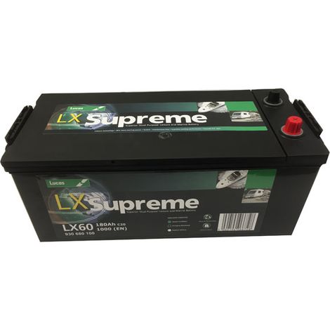 Batterie marine 12V 180Ah LX60 – CCA 1000A – Technologie CA / CA épaisses – Dimensions 513x223x223mm – Lucas (1/2)