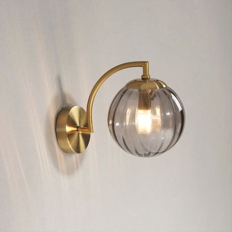 Applique Murale en Verre Rayé Doré, Lampe Style Nordique Moderne, Sans Ampoule, pour Salon et Chambre (1/5)