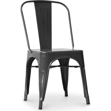 Esszimmerstuhl aus Stahl - Industriedesign - Neue Ausgabe - Stylix Dunkelgrau