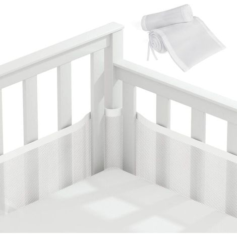 Babybett-Stoßstange, Krippenumrandung, 3D-Netzfutter, sicher für die Luftzirkulation im Kinderbett, geeignet für alle Arten von Kinderbetten (weiß) (1/4)