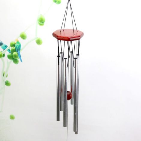 Carillon de vent Carillon éolien multi-tuyaux en aluminium, carillon musique carillon Plateforme Tube Argenté (1/4)