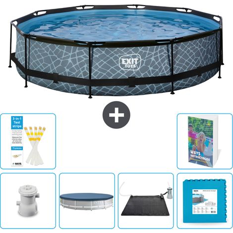 Exit Pool Rund - Steinoptik - 360x76 cm - 7-teilig S273