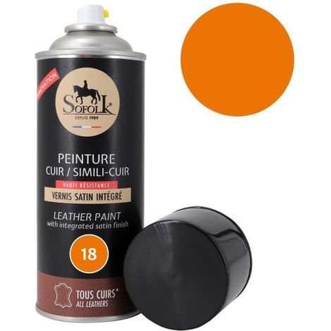 Pittura Pelle (18-ARANCIONE) con Vernice Integrata - SOFOLK - Manutenzione per Sedili e Volante di Auto, Divano, Scarpe, ecc. (1/4)
