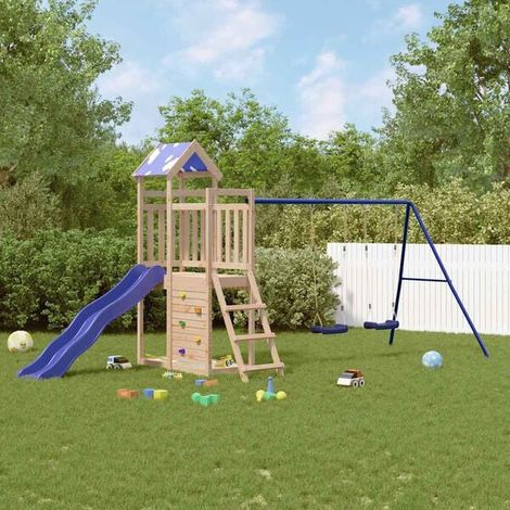 Aire de jeux extérieure : Aire de jeux d'extérieur bois de pin massif jeu extérieur enfant, aire de jeu jardin, balançoire enfant , pour jardin, usage domestique , enfant 3-8 ans (1/5)