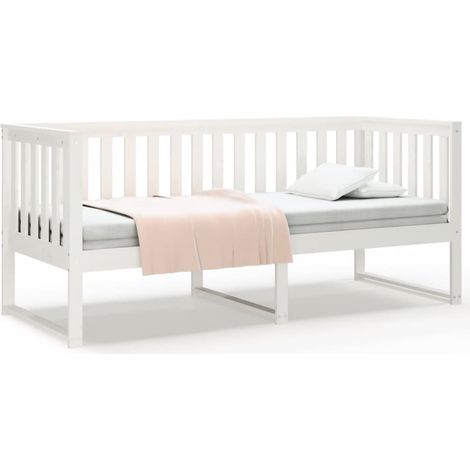 Lit adulte pour 1 personnes, Structure de lit, Assemblage Facile, Lit de jour Blanc 80x200 cm Bois de pin massif OIB1982E (1/3)