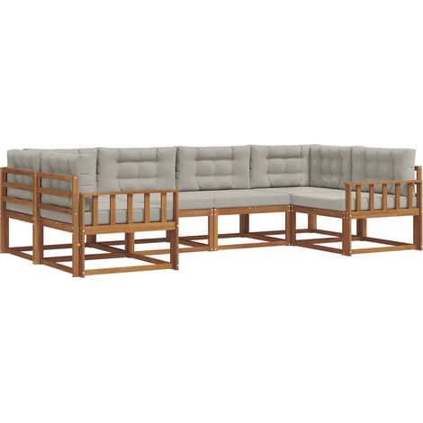 Conjunto de sofás de exterior 6 uds. Gris Natural y Claro vidaXL (1/5)