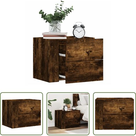 vidaXL Holz Nachttisch -  Wand-Nachttisch Räuchereiche 45x30x35 cm (1/5)
