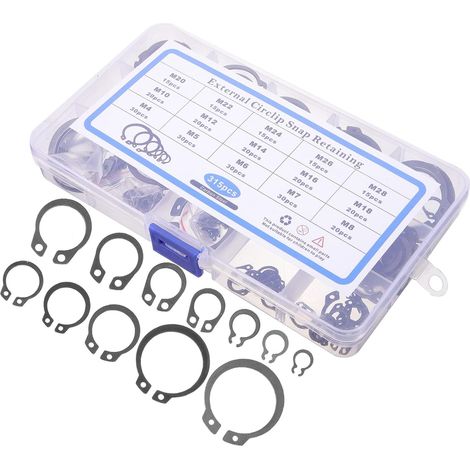 315pièces Assortiment De Bagues De Retenue Circlips Et Clips Arbre Pour Fixation De Roulements Et Engrenages (1/5)