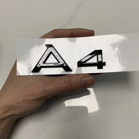 (A4 1p) AUDI A4 2013-2024 Logo 4 anneaux ABS noir, emblème à recouvrir directement, capot, calandre, emblème arrière, autocollant, finition Sline (1/4)
