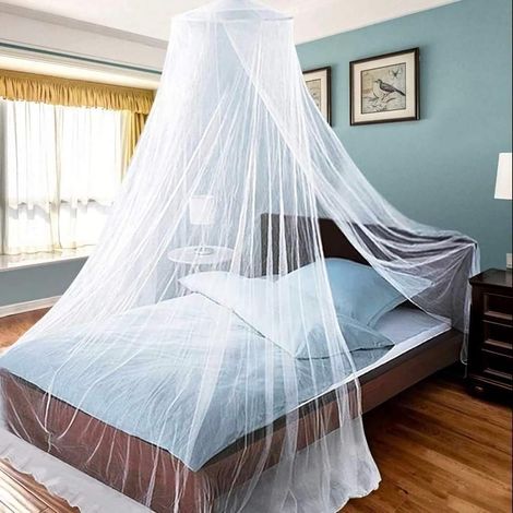 Zanzariera per letto, tenda a baldacchino sospesa per letto king size, baldacchino rotondo trasparente da principessa per tutte le culle e letti singoli per adulti, matrimoniale, queen-white (1/5)