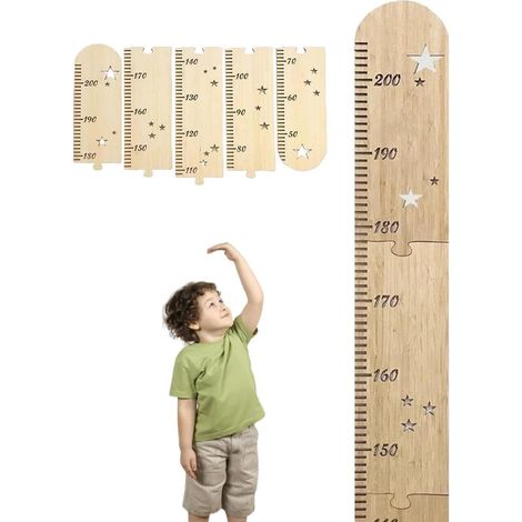 Bastoncini misuratori di altezza personalizzati per bambini, da 50 a 200 cm, confezione da 5, per decorare la parete della cameretta. (1/5)