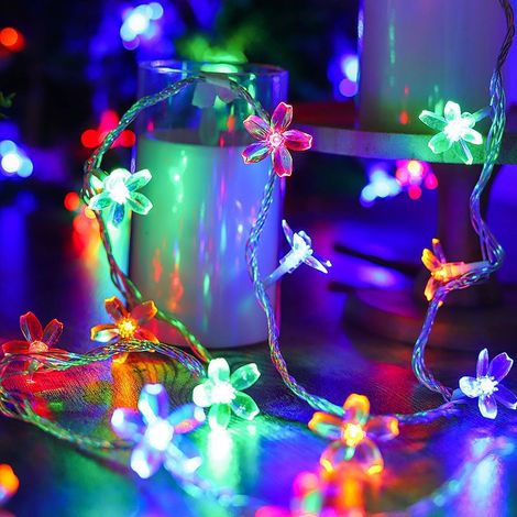 Guirlande Lumineuse Cerisier - 5 M - 50 Ampoules - Fonctionne Sur Piles - Blanc Chaud Ou Coloré - Pour Décoration Intérieure Et Extérieure (1/5)
