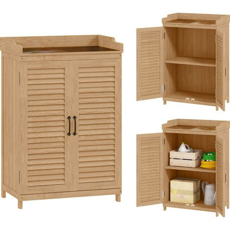 Armoire jardin abri outils surface travail étanche, 65,5x40x98,5 cm, jaune (1/5)