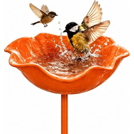 Abbeveratoi per uccelli - 141460 cm - Materiale in lega di alta qualità - elegante forma a fiore - Decorazioni da giardino - Accessori per animali domestici - Colore arancione (1/3)