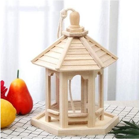 Mangeoire à Oiseaux Fait Main en Bois Extérieur Maison D'oiseau Jardin Oiseau Sauvage Distributeur de Mangeoires à Oiseaux pour L'extérieur (1/5)