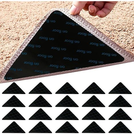 Set di 20 tappetini antiscivolo triangolari in gomma nera per pavimenti duri e piastrelle. (1/5)