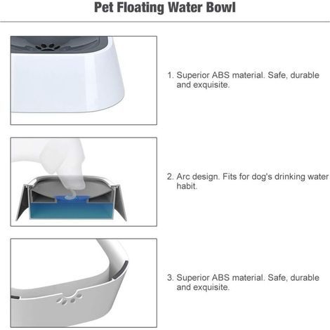 Wassernapf für Haustiere, 1,5 l schwimmender Wassernapf, auslaufsicherer schwimmender Wassernapf für Hunde und Katzen, kein nasser Mund, rutschfest, BPA-frei (Grau) (1/3)