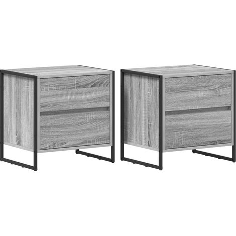 Bedside Table with Drawer 2 pcs Grey Sonoma 50 x 39.5 x 50 cm vidaXL