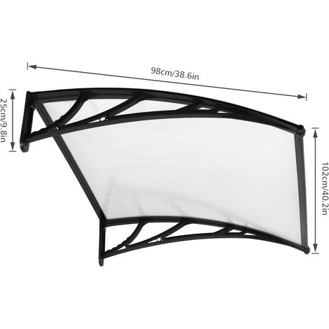Auvent extérieur pour fenêtre et porte, protection UV, pluie, neige et soleil (support noir transparent) (1/5)